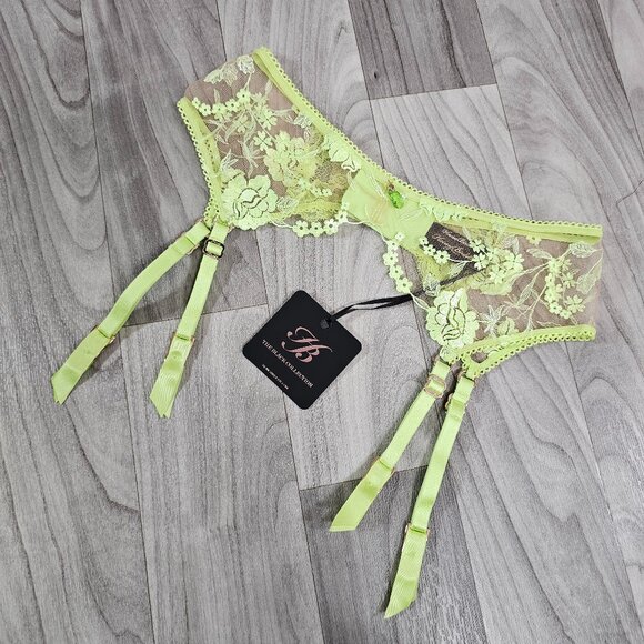Honey Birdette Whitney Apple Light Green Garter Belt Suspender Size S